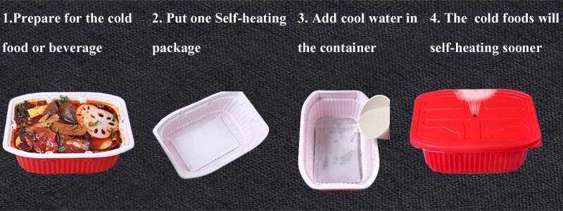 sealed AUTOCHEF Self-heating sachet system for meals and drinks 